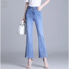 率性時尚 修身 垂感 釘珠 質感 牛仔褲