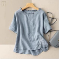 日系簡約風 3色可選 棉麻 寬鬆 舒適 質感 T恤